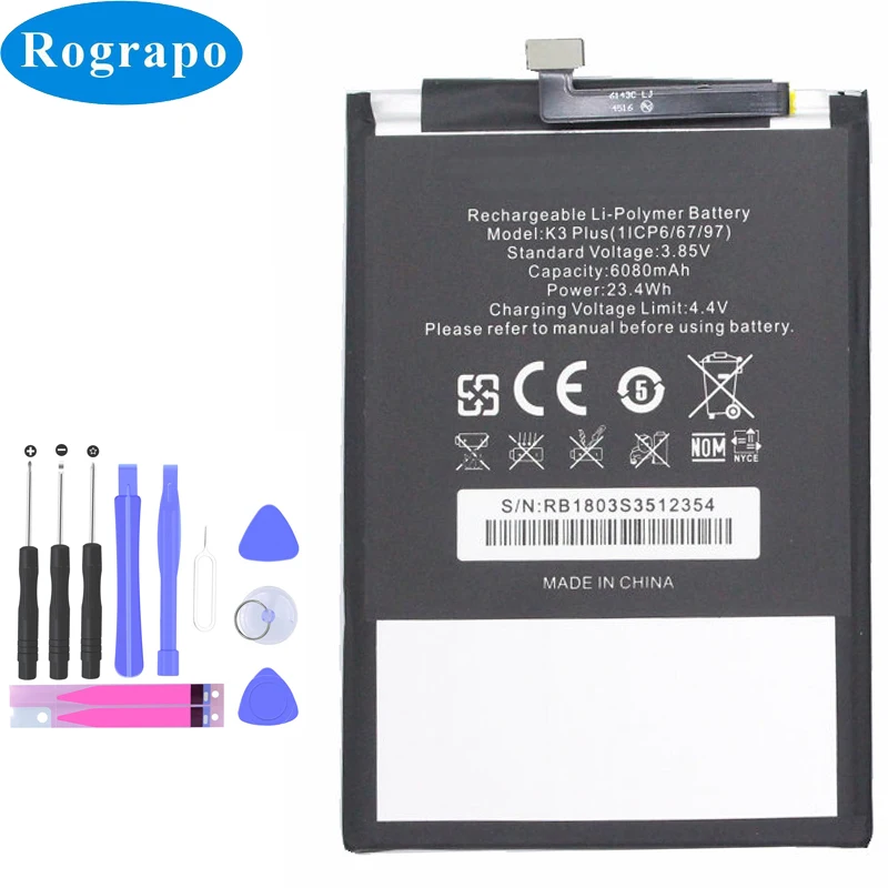 New 6080mAh Powerful K3 Plus Replacement Battery For Oukitel K3 Plus (1ICP6/67/97) Bateria Baterij Smart Phone Batteries
New 6080mAh Powerful K3 Plus Replacement Battery For Oukitel K3 Plus (1ICP6/67/97) Bateria Baterij Smart Phone Batteries