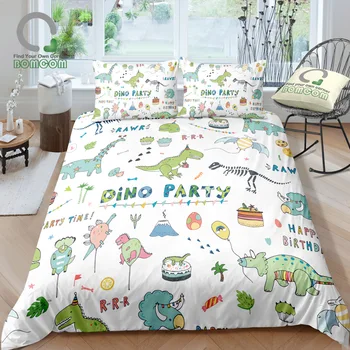 

BOMCOM Digital Printing Bedding Set Dinosaur Cute Dino Freehand Sketching Drawing Duvet Cover 100% Microfiber