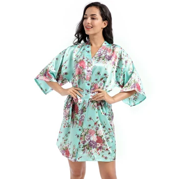 Print Flower Casual Kimono Bathrobe Gown Short Bride Bridesmaid Homewear Nightgown Satin Sexy Green Sleepwear Home Clothing
Print Flower Casual Kimono Bathrobe Gown Short Bride Bridesmaid Homewear Nightgown Satin Sexy Green Sleepwear Home Clothing