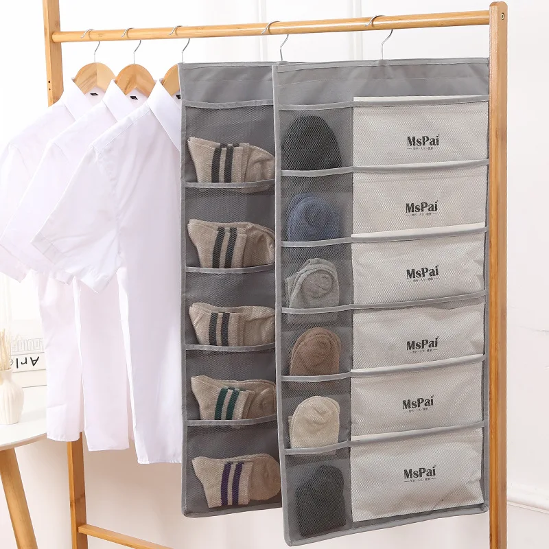 

Wardrobe Storage Bag Hanging Bag Oxford Cloth Wall-Mounted Fabric Large-Volume Dormitory Double-Sided Underwear Socks