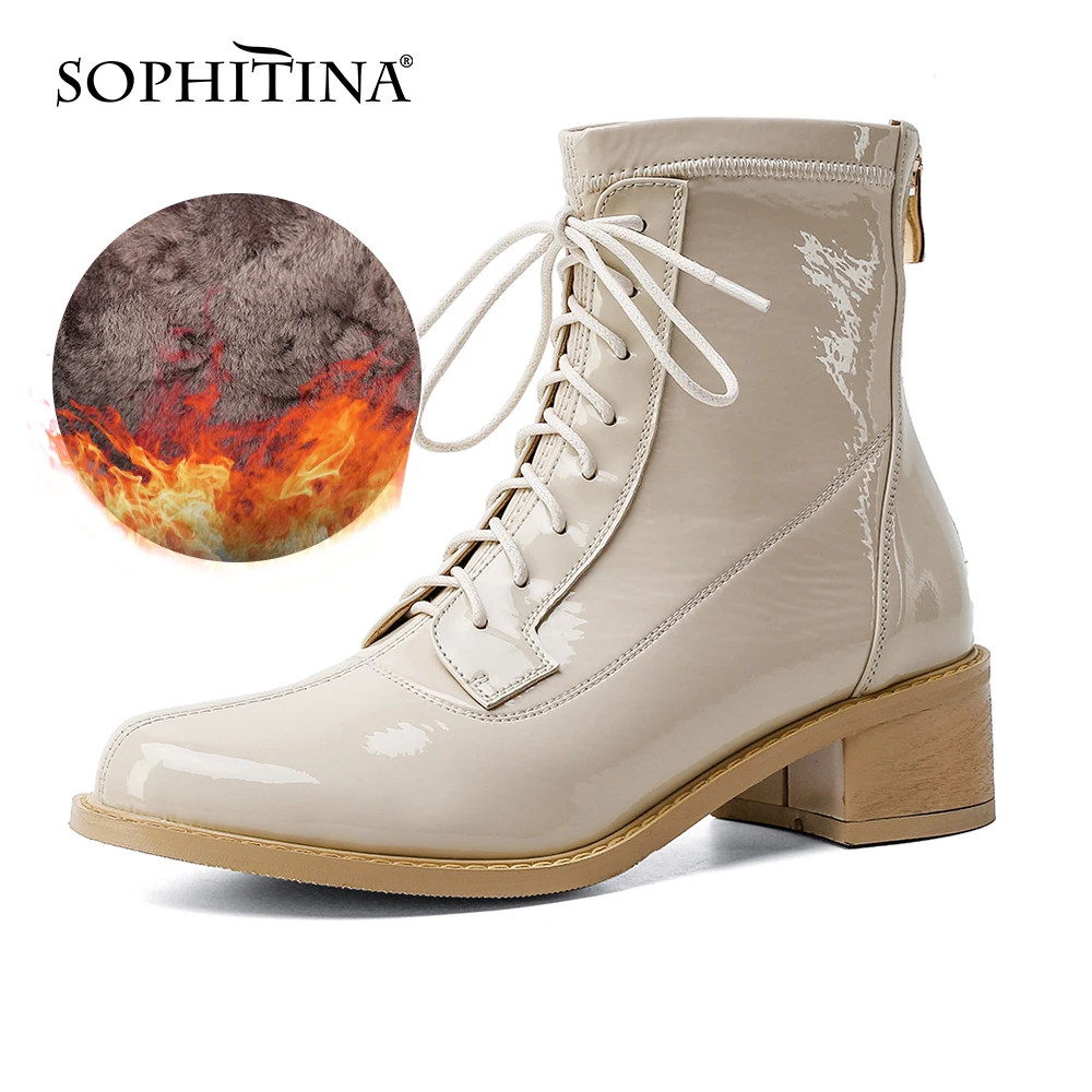 SOPHITINA Brand Stylish Ankle Boots Round Toe Lace-up Zipper Square Mid-heel Handmade Boots Comfortable Casual Shoes Women SO582
SOPHITINA Brand Stylish Ankle Boots Round Toe Lace-up Zipper Square Mid-heel Handmade Boots Comfortable Casual Shoes Women SO582
