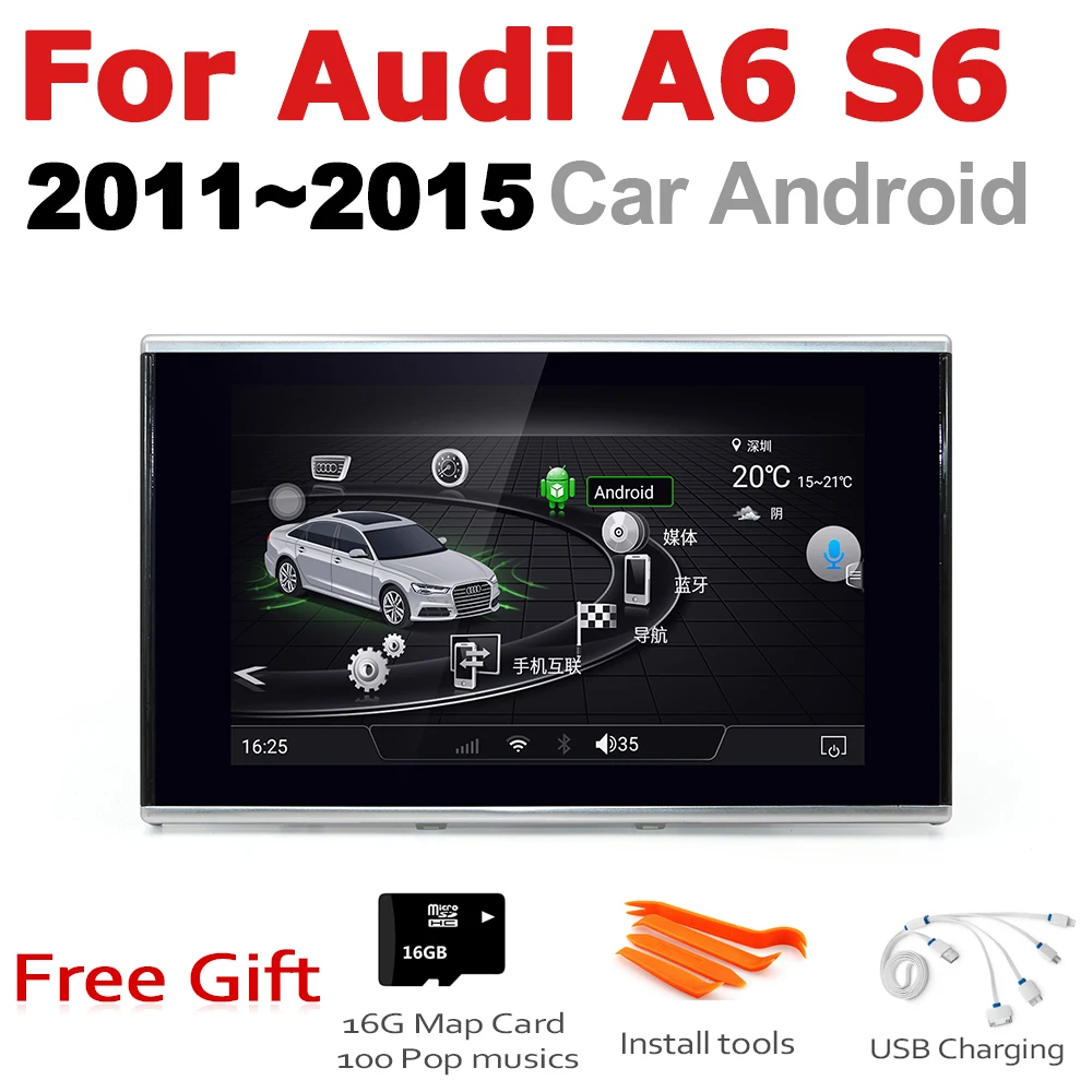 Автомобильный радиоприемник GPS навигация Android для Audi A6 S6 4G 2011 2012 2013 2014 2015 MMI стерео