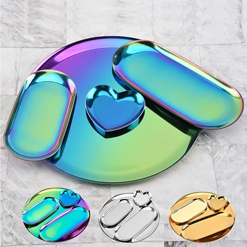 4pcs Punk Style Stainless Steel Dinner Plate Seasoning Plate Gradient Color Fashion Tableware Dishes Round Plate Cake Tray
4pcs Punk Style Stainless Steel Dinner Plate Seasoning Plate Gradient Color Fashion Tableware Dishes Round Plate Cake Tray