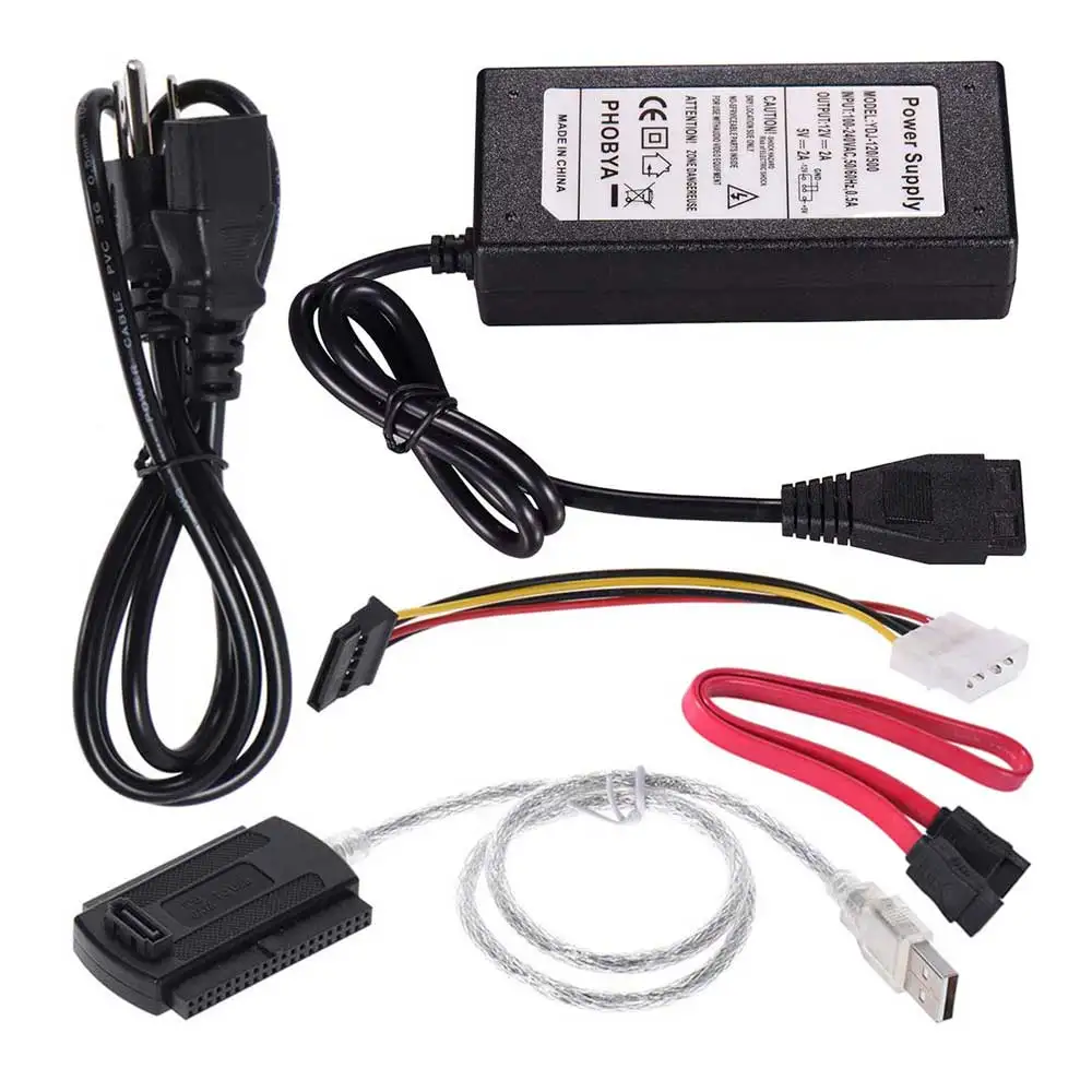 EU US USB 2.0 to 2.5" 3.5" SATA PATA IDE Drive Adapter Converter Cable for Hard Drive Disk HDD with External AC Power Adapter
EU US USB 2.0 to 2.5" 3.5" SATA PATA IDE Drive Adapter Converter Cable for Hard Drive Disk HDD with External AC Power Adapter