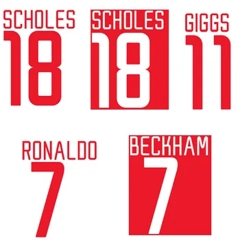 

2002-2003 Felt Nameset Solskjaer Nameset #7 Beckham Ronaldo 11 Giggs 18 Scholes Customize Any Name Number Diy Printing Flocking