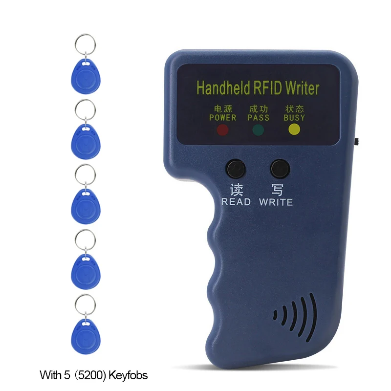RFID reader ID replicator readable and writable handheld replicator with 5 Keyfobs intelligent Portable 125KHz Handheld Copying
RFID reader ID replicator readable and writable handheld replicator with 5 Keyfobs intelligent Portable 125KHz Handheld Copying