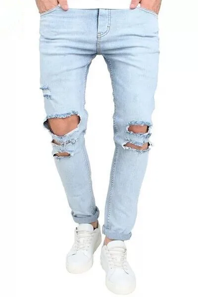 Spring Summer New Style Light Color MEN'S Jeans Blue Elasticity Slim Fit with Holes Men Long Fashion Pants
Spring Summer New Style Light Color MEN'S Jeans Blue Elasticity Slim Fit with Holes Men Long Fashion Pants