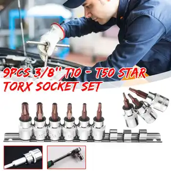 9 Pcs 3/8 Inch Drive Sockets Set T10-T50 Five Angle Torx Screwdriver Bits Socket Drive Star Bit Socket Kit Hand Tools Sockets 
9 Pcs 3/8 Inch Drive Sockets Set T10-T50 Five Angle Torx Screwdriver Bits Socket Drive Star Bit Socket Kit Hand Tools Sockets