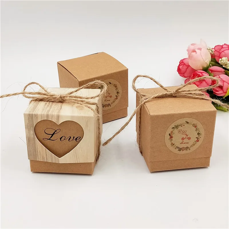 24pcs/lot retro style kraft paper box for wedding birthday party