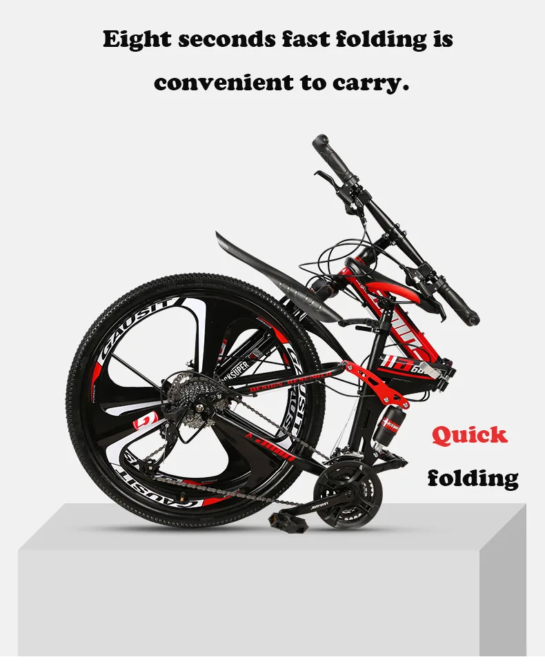 Clearance 24/26 "21-Speed Mountain Folding Bicycle Double Shock Absorption Variable Speed Fast Bike For Male And Female Students 1