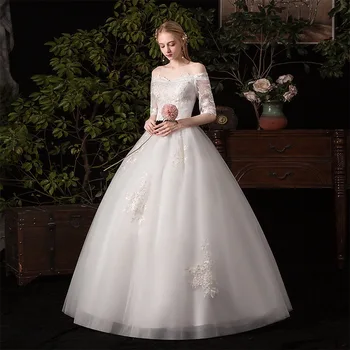 2020 New Arrival Backless Wedding Gown Bride Dress Boat Neck Lace Ball Gown Princess Simple Wedding Dress Vestido De Noiva
2020 New Arrival Backless Wedding Gown Bride Dress Boat Neck Lace Ball Gown Princess Simple Wedding Dress Vestido De Noiva