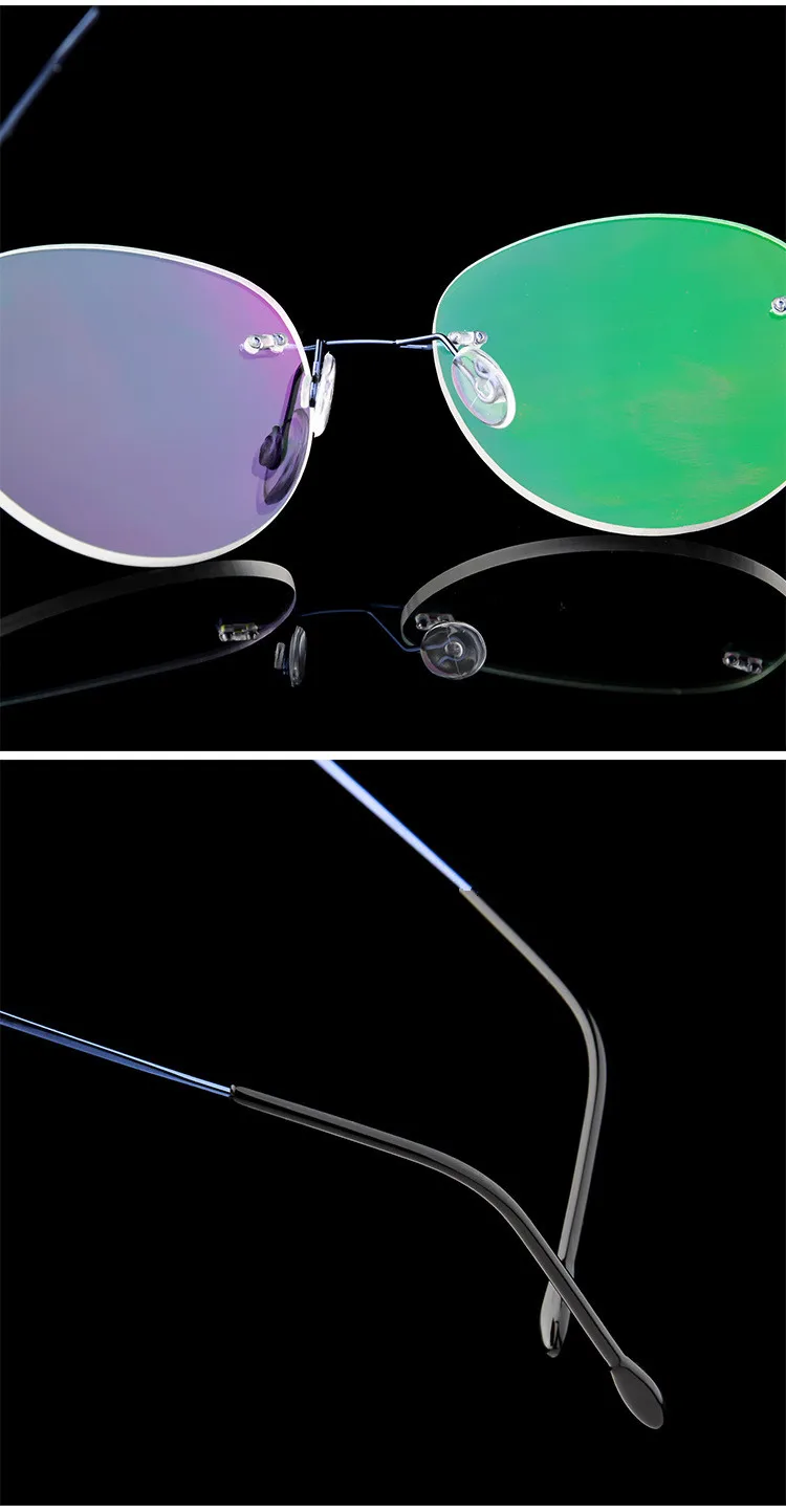 Titanium Alloy Framless owalne okulary dla osób z krótkowzrocznością wykończone kobiety mężczyźni ultralekki okulary korekcyjne bez oprawek 0 -0.5 -0.75 To -6.0 23 H4b6be15e725b486097ba3bd8951b40e6w