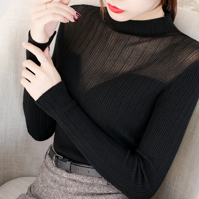 Half Turtleneck Women Sweater Transparent Mesh Sexy Sweaters Korean Womens Knitted Pullover 2019 Autumn Long Sleeve Slim Tops
Half Turtleneck Women Sweater Transparent Mesh Sexy Sweaters Korean Womens Knitted Pullover 2019 Autumn Long Sleeve Slim Tops