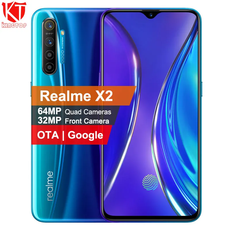 Оригинальный мобильный телефон realme X2 6 5 "64 мп Quad camera 6G/8G ram 64/128/256G rom Snapdragon 730G NFC 50W