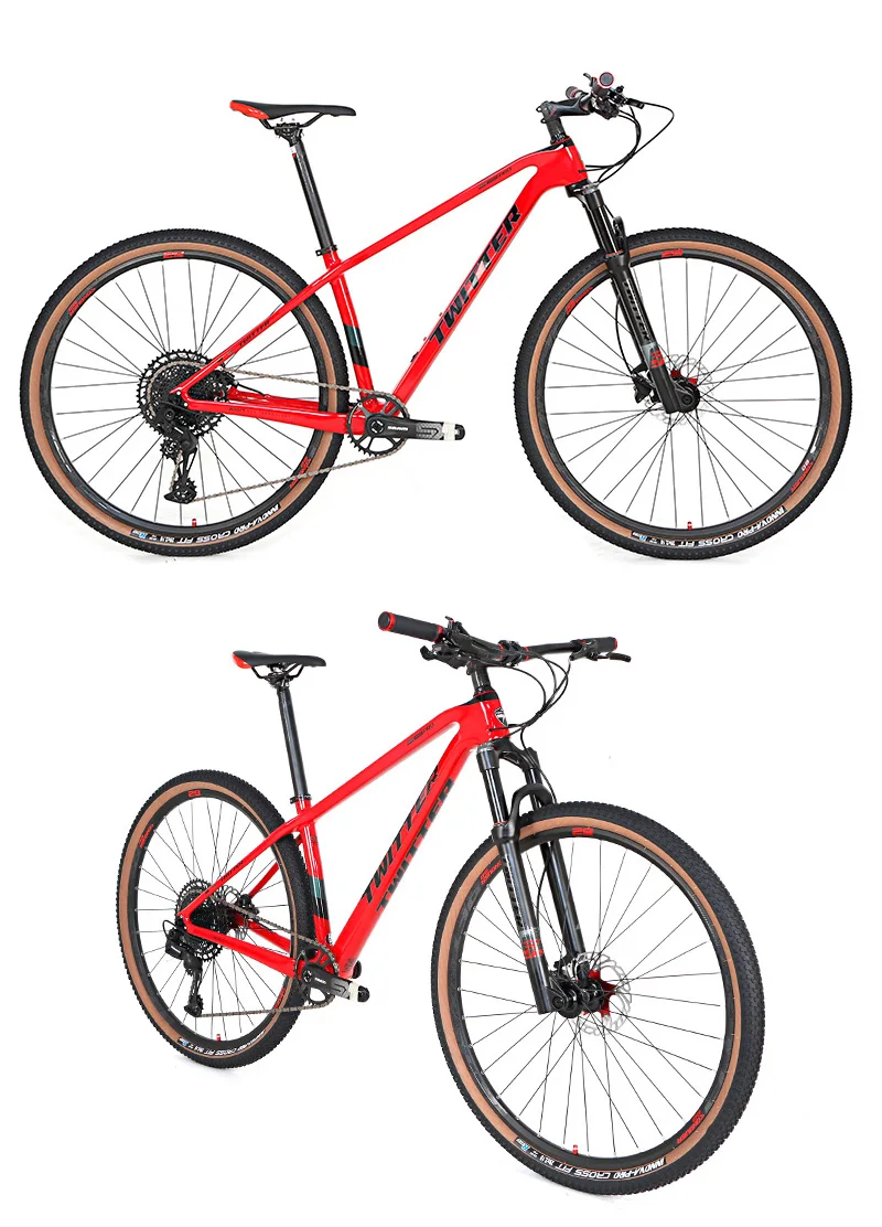TWITTER 27.5/29 inch carbon mountain bike 1*12 Speed Double Disc Brake MTB Bicycle SX EAGLE Transmission with Inner cables