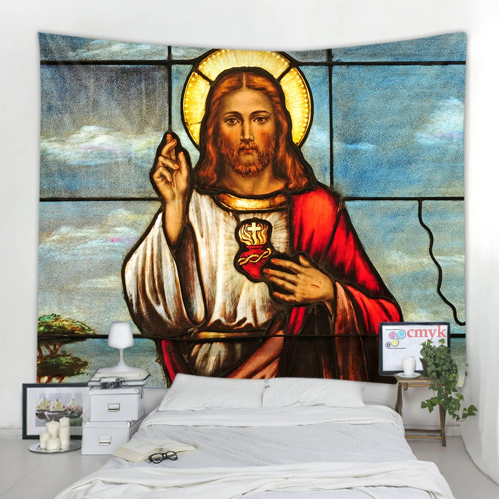

Гобелен Христос, Бог, настенный художественный гобелен для церкви, украшения для дома, домашний декор в стиле бохо, настенный гобелен
