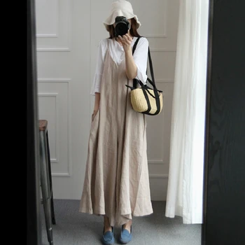 Loose jumpsuit linen cotton Solid color sleeveless wide leg jumpsuit skirt simple casual No waist Loose wide legs Overalls
Loose jumpsuit linen cotton Solid color sleeveless wide leg jumpsuit skirt simple casual No waist Loose wide legs Overalls