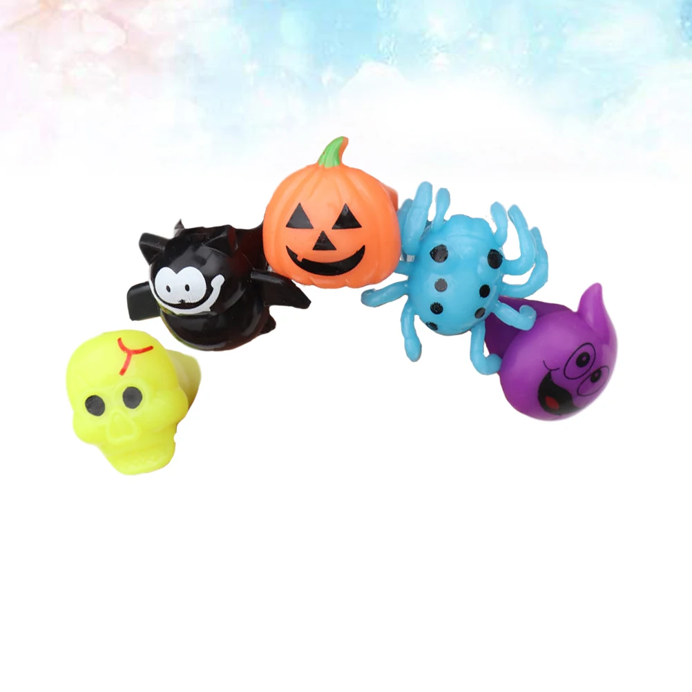 5pcs finger ring luminous light up bat party favors skull toys