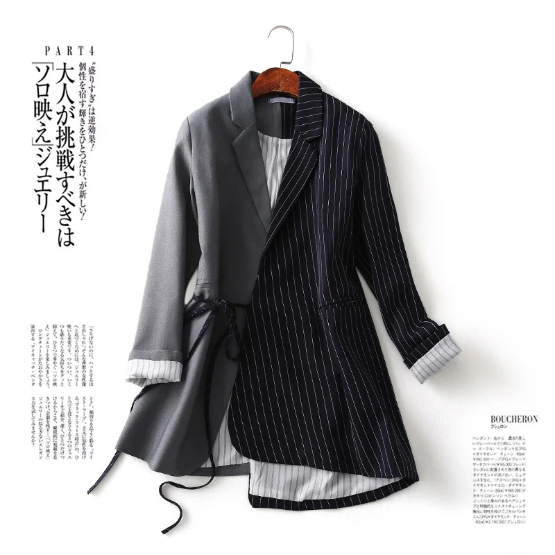 Mk53 Commuting Ol Casual Versitile Fashion Stripes Joint Lace-up Waist Hugging Fold-down Collar Suit Jacket Women's
Mk53 Commuting Ol Casual Versitile Fashion Stripes Joint Lace-up Waist Hugging Fold-down Collar Suit Jacket Women's