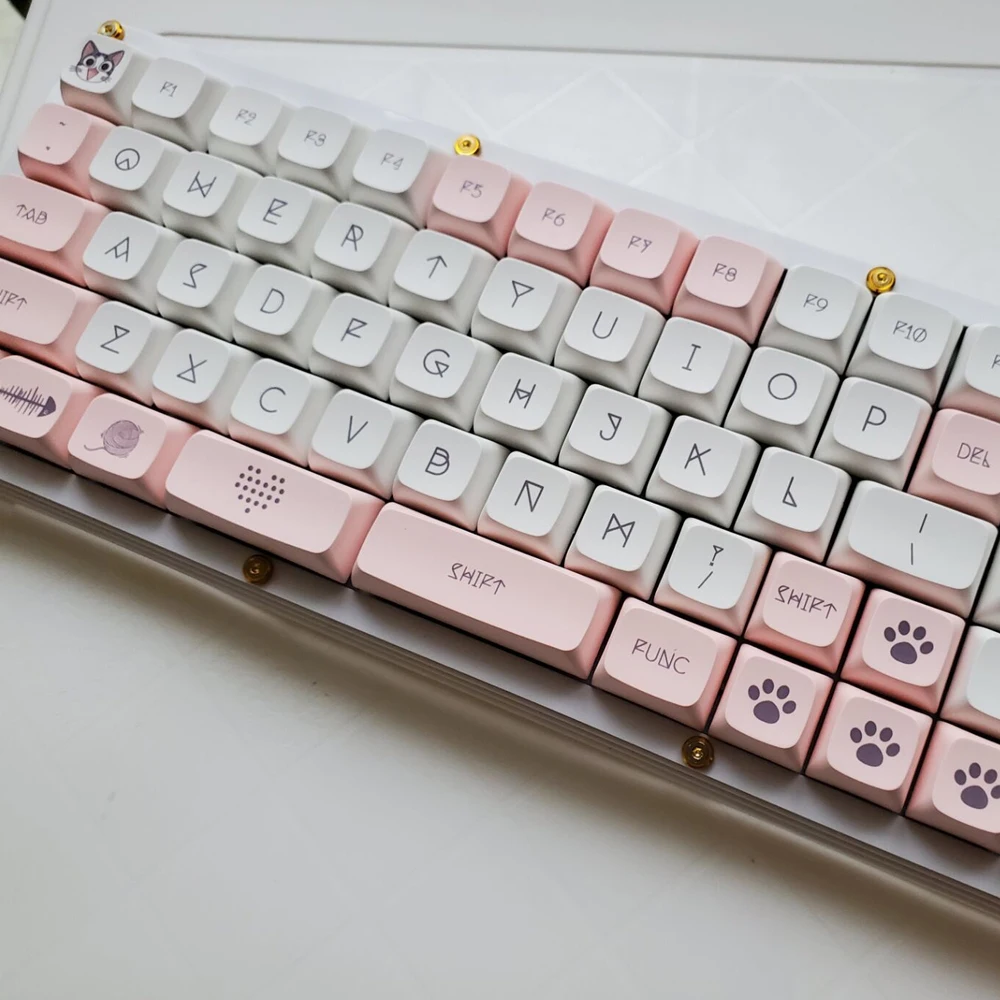 

lovely cat theme key cap 142 keys ball cap class xda height PBT Dye Subbed Keycap For MX Switch Mechanical Keyboard 64 68 87 104