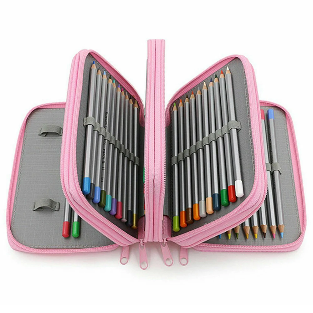 Fashion High Capacity Box Stationary Pen Pouch Bag Makeup Storage