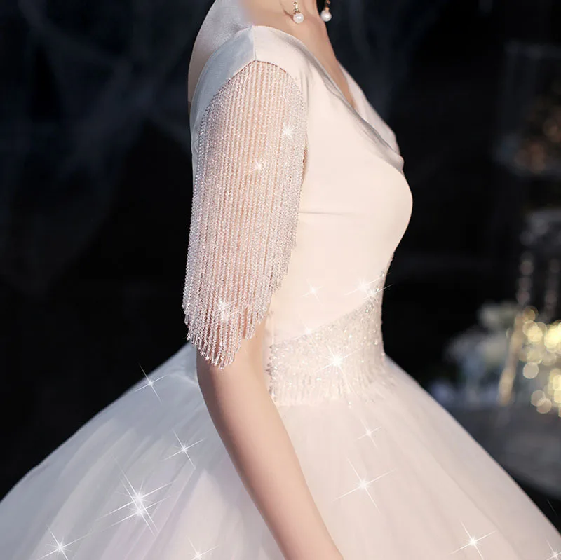 Фото Супер сказочное свадебное платье в европейском стиле с v-образным вырезом