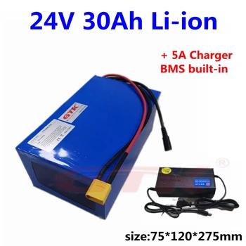 Rechargeable 24V 30Ah Lithium ion battery pack BMS 24V 7S for wheelchair electric scooter bicycle replace batteries+5A charger
Rechargeable 24V 30Ah Lithium ion battery pack BMS 24V 7S for wheelchair electric scooter bicycle replace batteries+5A charger