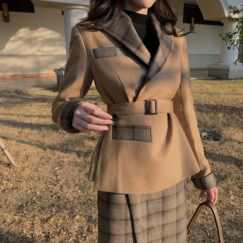 2020 Socialite Small Xiangfeng Woolen Suit Female Slim Fit Temperament Grid Coat Half Body Skirt Two-piece Set
2020 Socialite Small Xiangfeng Woolen Suit Female Slim Fit Temperament Grid Coat Half Body Skirt Two-piece Set