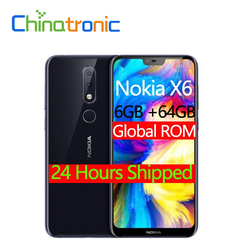 

Original New Nokia X6 6GB 64GB Android O 4G FDD LTE Mobile Phone 5.8"19:9 FHD+ Snapdragon 636 Octa-core 3060mAh Fingerprint ID
