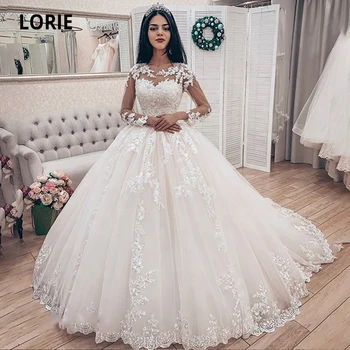 LORIE Long Sleeve Ball Gown Wedding Dresses Lace Appliques Bridal Gowns Princess Wedding Party Gowns Lacing Long Tail 2020 
LORIE Long Sleeve Ball Gown Wedding Dresses Lace Appliques Bridal Gowns Princess Wedding Party Gowns Lacing Long Tail 2020