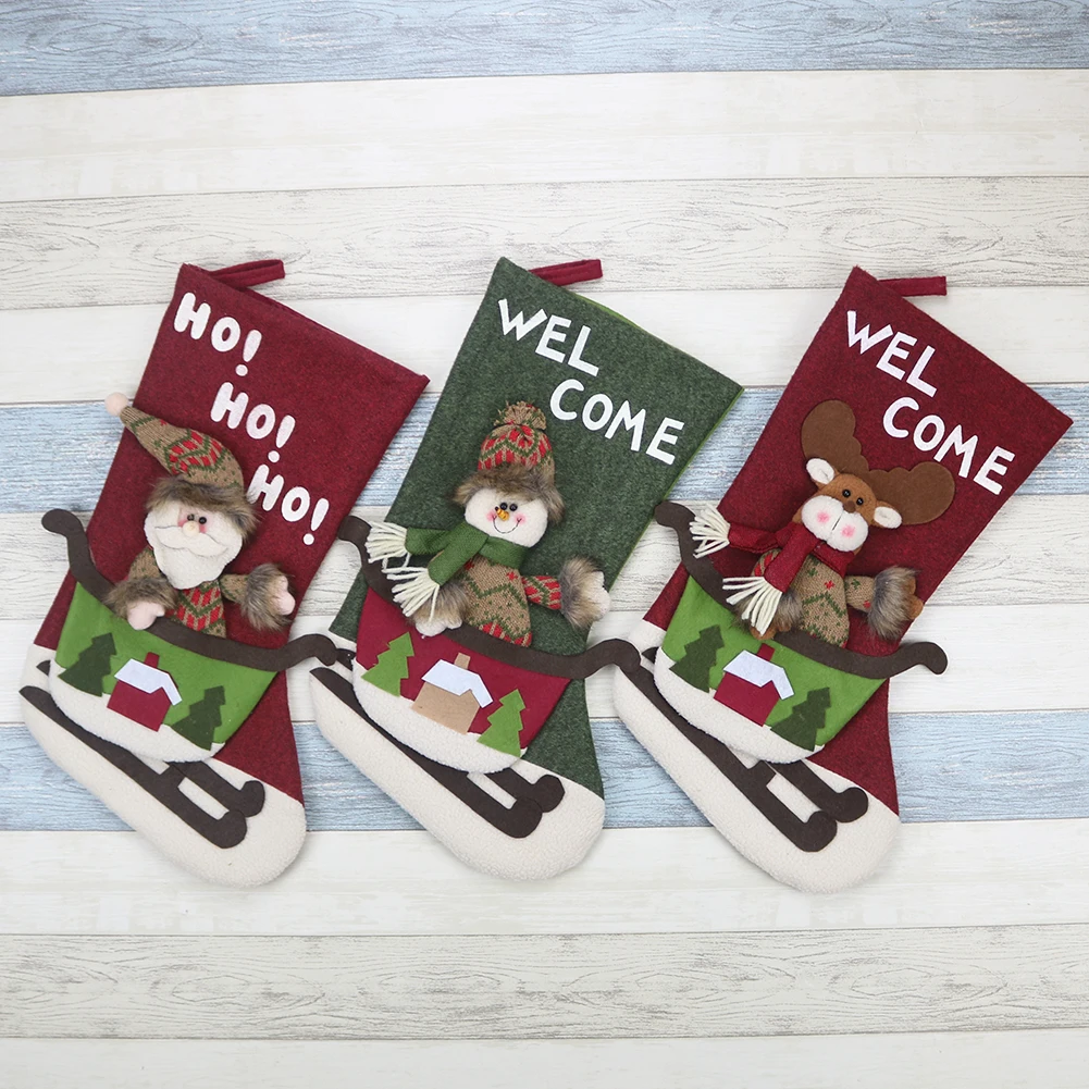 santa claus stocking gift bag christmas tree decor stockings