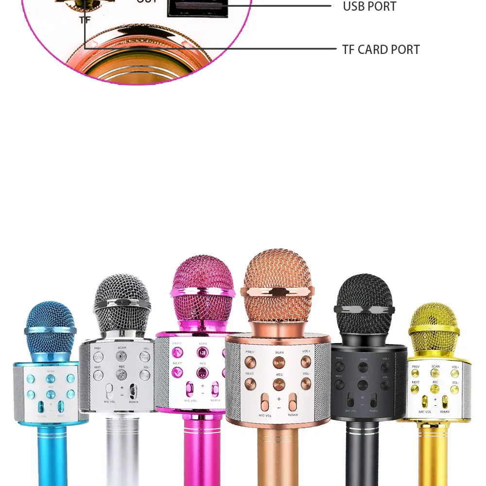 Fast-Delivery WS858 Karaoke Microphone Wireless Speaker Recording Youtube Bluetooth Microphone For Smartphone Kids Fast-Delivery WS858 Karaoke Microphone Wireless Speaker Recording Youtube Bluetooth Microphone For Smartphone Kids