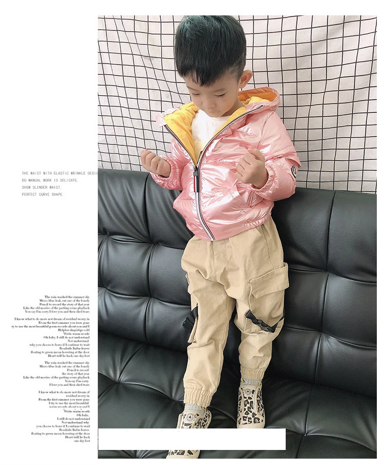 Winter Jacket For Girls Boys Coats Jacket Kids Fashion Down Cotton Coat Waterproof Snowsuit Pink Gold Silver Jacket Hooded Parka