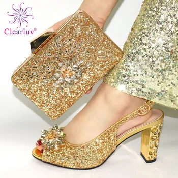 Latest Golden Decorate with Rhinestone African Women Shoes and Bag to Match Slingbacks Nigerian Lady Silpper Matching Hnad Bag
Latest Golden Decorate with Rhinestone African Women Shoes and Bag to Match Slingbacks Nigerian Lady Silpper Matching Hnad Bag