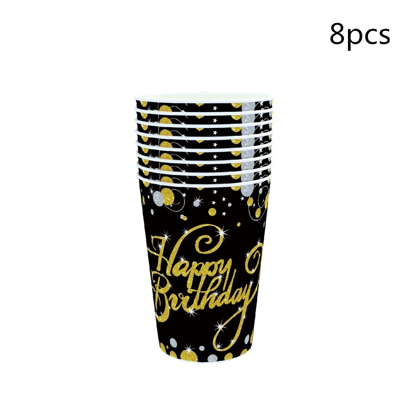 Gold Black Happy Birthday Bunting Banner Tableware Paper Cup Plate Napkins for 21 30 40 50 60 Birthday Party Decoration Supplies
Gold Black Happy Birthday Bunting Banner Tableware Paper Cup Plate Napkins for 21 30 40 50 60 Birthday Party Decoration Supplies