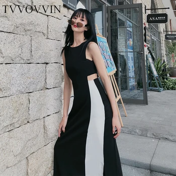 Korea 2020 Round Neck Sleeveless Contrast Colors Pullover Bandage Floor Length Sexy Vacation Dress Female Vestido Y088 
Korea 2020 Round Neck Sleeveless Contrast Colors Pullover Bandage Floor Length Sexy Vacation Dress Female Vestido Y088