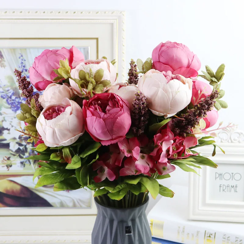 Букет из искусственных цветов 13 головок Шелковый цветок европейская осень яркий