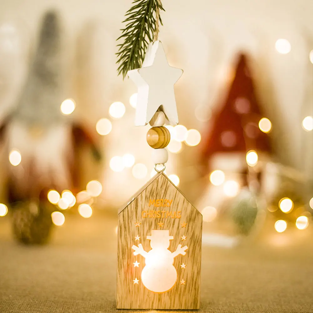 LED Light Ornaments Elk Christmas Tree Pendant Luminous Wooden Hotel Party Craft Creative Festival Gifts Home Decor 3D | Дом и сад