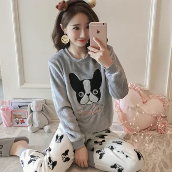 Velvet Animal Pajama Set Printed Dog Flannel Tops + Long Pants Sleepwear Women Clothing Lingerie Winter Warm Pyjama Pull Size
Velvet Animal Pajama Set Printed Dog Flannel Tops + Long Pants Sleepwear Women Clothing Lingerie Winter Warm Pyjama Pull Size