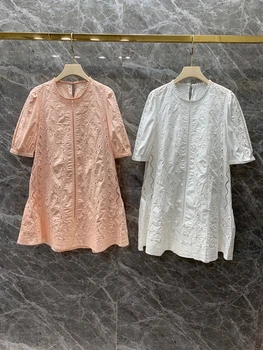 2020 Spring and Summer New Women's round Neck Embroidery Flower Decoration Solid Color Short-Sleeve Dress 616
2020 Spring and Summer New Women's round Neck Embroidery Flower Decoration Solid Color Short-Sleeve Dress 616