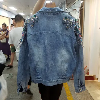 Diamond Beaded Washed Denim Jacket Women's 2020 Spring New Oversize Jean Coat Short Jacket Female Streetwear Jackets
Diamond Beaded Washed Denim Jacket Women's 2020 Spring New Oversize Jean Coat Short Jacket Female Streetwear Jackets