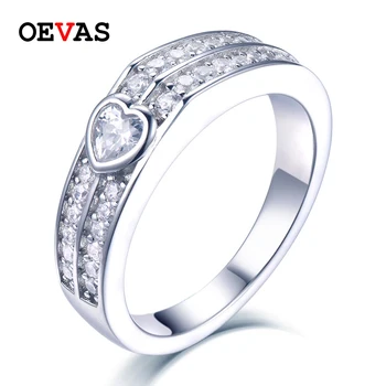 OEVAS 100% 925 Sterling Silver Korean style Wedding rings for women Sparking Heart Zircon 2 Rows CZ Ladies Party Jewelry Gifts
OEVAS 100% 925 Sterling Silver Korean style Wedding rings for women Sparking Heart Zircon 2 Rows CZ Ladies Party Jewelry Gifts