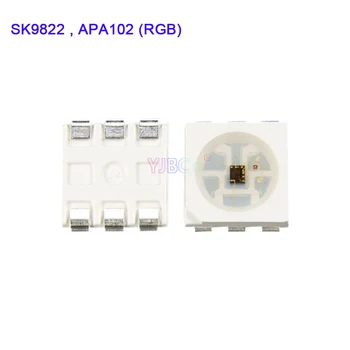 

SK9822 (Similar APA102) LEDs Chips 1000pcs IC SMD 5050 RGB For led Strip Screen DC5V with DATA and CLOCK Separately Lamp beads