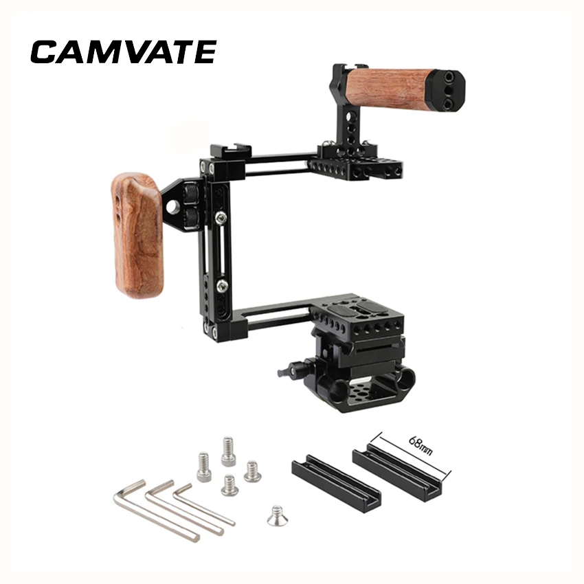 CAMVATE Adjustable Half Cage Kit With Manfrotto Quick Release Plate 15mm Railblock Base + Wooden Handgrip C2440
CAMVATE Adjustable Half Cage Kit With Manfrotto Quick Release Plate 15mm Railblock Base + Wooden Handgrip C2440