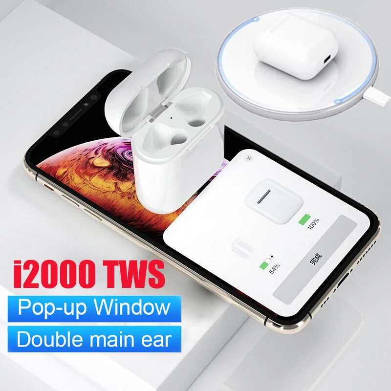 

New i2000 TWS Pop up Replica Bluetooth 5.0 Earphone Headset Wireless Earbuds Ear Buds PK i500 i10000 i9000 i1000 i5000 i9999 TWS