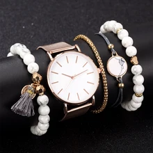5 шт./комплект женские кварцевые часы с браслетом из нержавеющей