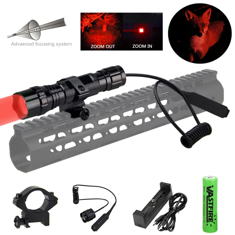 300 Yards Zoomable RED Led Under-Barre Weapon Light Military Tactical Surefir Armas Hunting Scout Flashlights+18650+USB Charger
300 Yards Zoomable RED Led Under-Barre Weapon Light Military Tactical Surefir Armas Hunting Scout Flashlights+18650+USB Charger