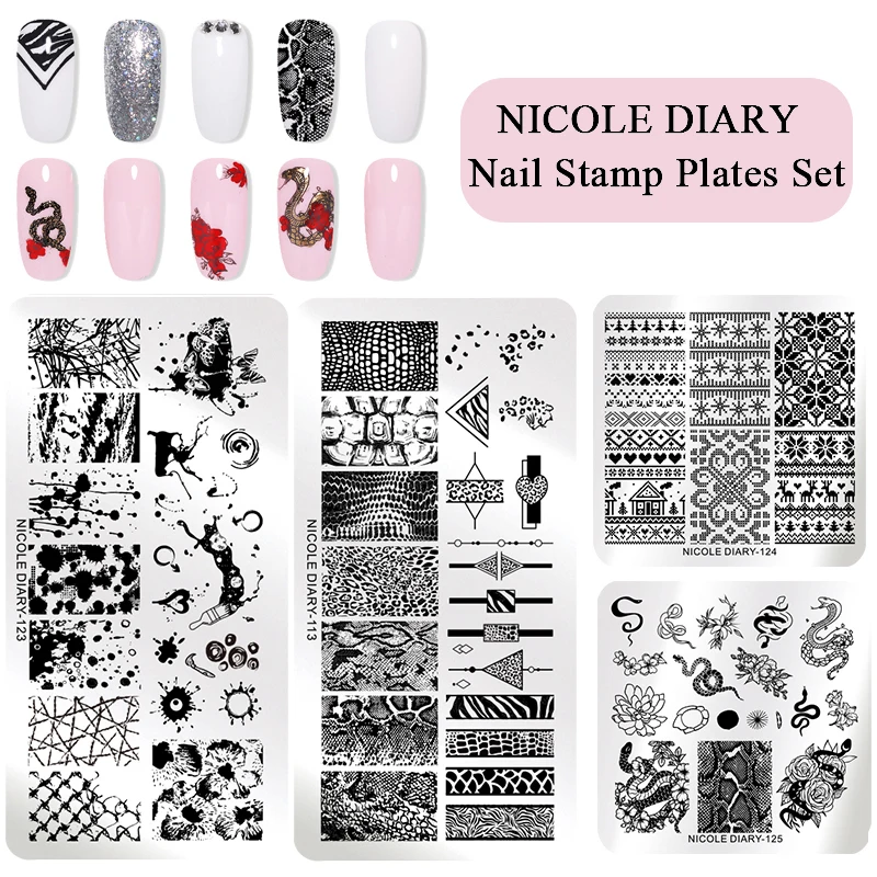 NICOLE DAIRY Christmas Series Nail Stamp Plates Set Snake Snow Marble Scatter Image Stamp Templates Manicure Art Stencil Kit
NICOLE DAIRY Christmas Series Nail Stamp Plates Set Snake Snow Marble Scatter Image Stamp Templates Manicure Art Stencil Kit