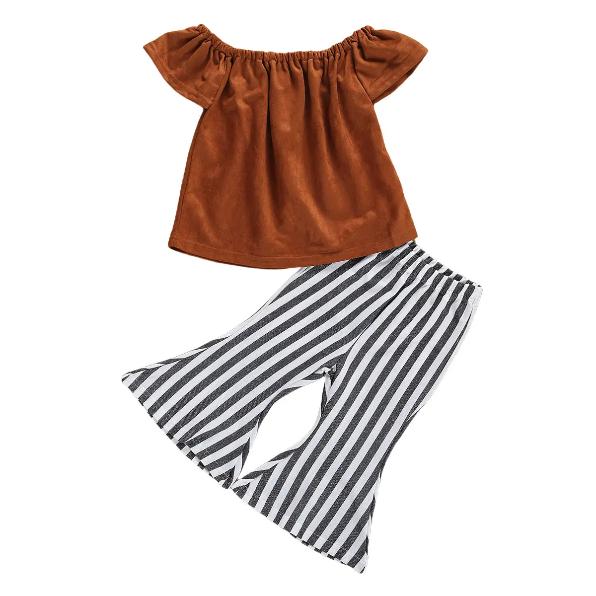 2Pcs Toddler Baby Little Kids Girls Summer Outfits Solid Short Sleeve Off-the-shoulder Top Elastic Stripe Flared Trousers Suits
2Pcs Toddler Baby Little Kids Girls Summer Outfits Solid Short Sleeve Off-the-shoulder Top Elastic Stripe Flared Trousers Suits