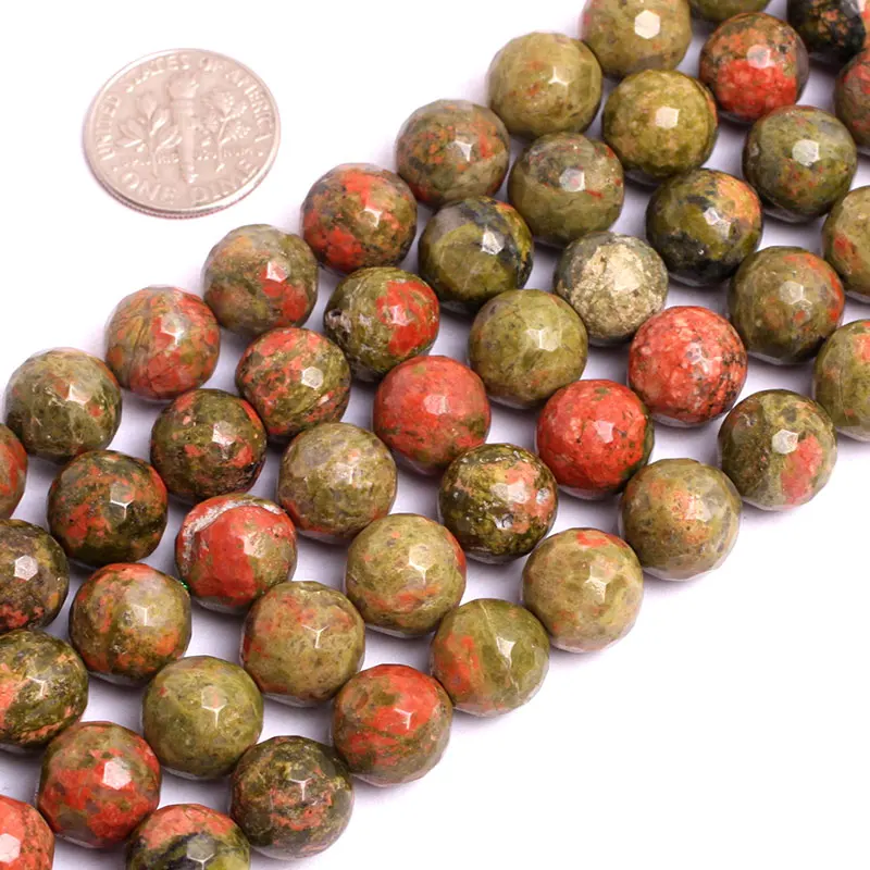 

6mm 8mm 10mm Round Faceted Genuine Unakite Jaspers Beads Natural Stone Beads DIY Loose Beads For Jewelry Making Strand 15"